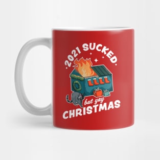 2021 Sucked but Yay Christmas Decorative Dumpster Fire Xmas Mug